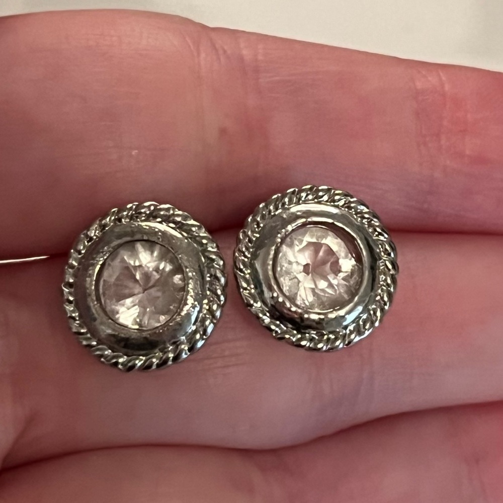 Silver Round Cz Stud Earrings